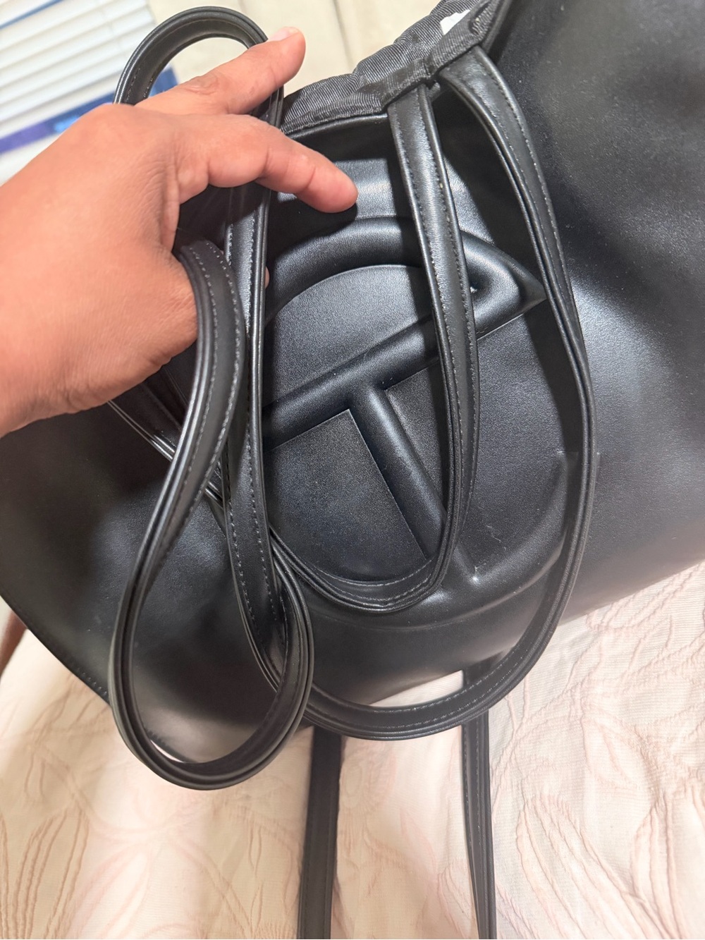 Telfar Black Women's Tote Bag with Sleek Embossed Detail